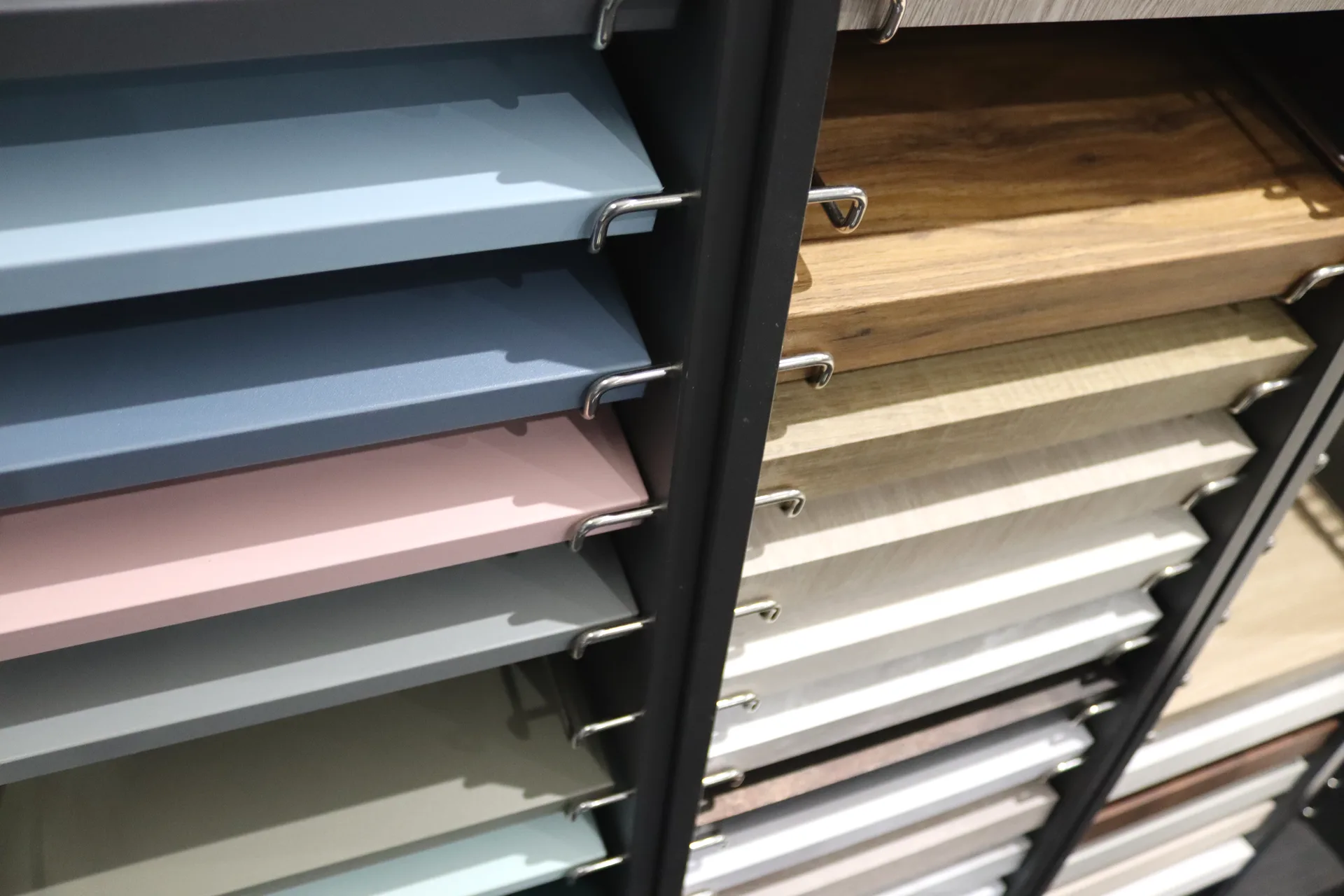 Kitchen wrap colour sample swatches, Cambuslang showroom